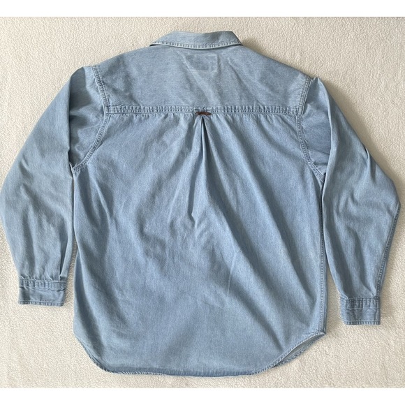 Vintage Marlboro Country Store Denim Shirt Mens Med Light Wash Grunge Y2k Cowboy - Picture 11 of 16